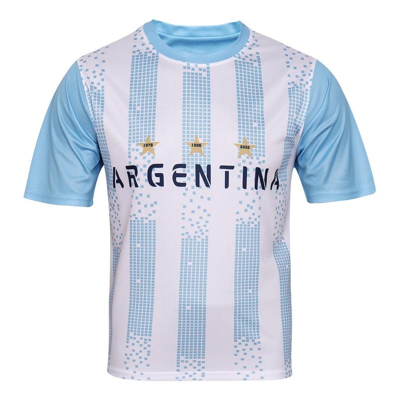 Maglietta Uomo Stampa 3D Bandiera Squadre Nazionali di Calcio Argentine 3 Stelle Sole di Maggio Stile Maglie Sportive Patriottiche Manica Corta