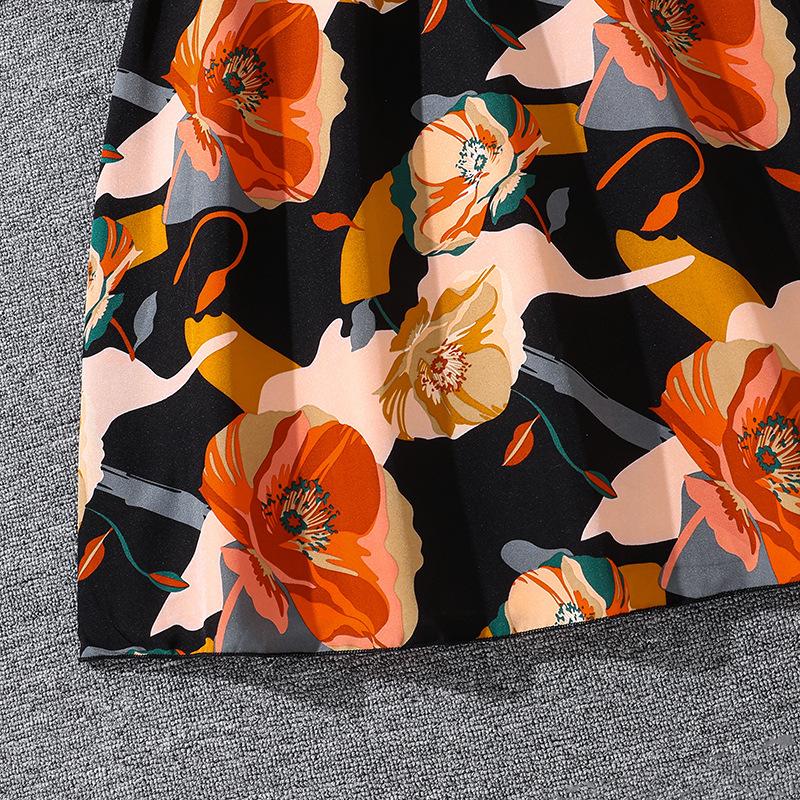 Mädchenanzug 7-14J Kinder Sommer Neue Mode Druck Halbkörperrock + Temperament Kurzarm-Oberteil 2PCS