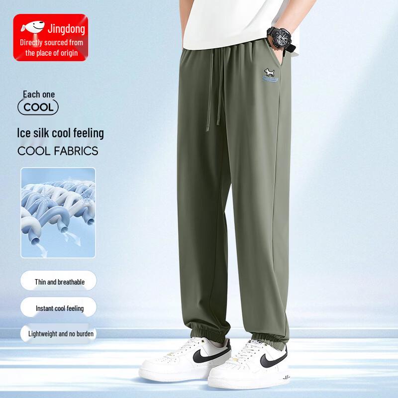 BVVOGUTT Men s Japanese Style Ice Silk Casual Jogger Pants M