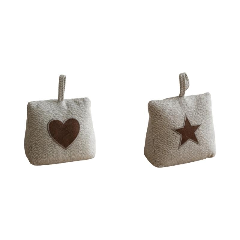 Fabric Door Stop with Sand Filled Weight Heart/Star Pattern , Decorative Door Rest for Bedroom, Study, and Entryway Indoor Daily Use