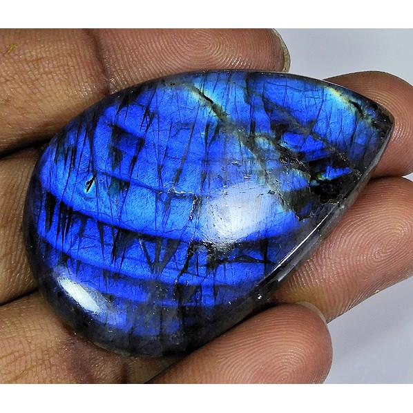 33X47X06MM Natural Peacock Blue Labradorite Pear Cabochon Loose Gemstone BK-24