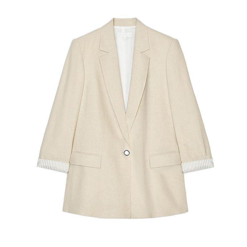 Spring New Women's Clothing Print Cuff Linen Blended Casual Suit Jacket 2753630 2686709