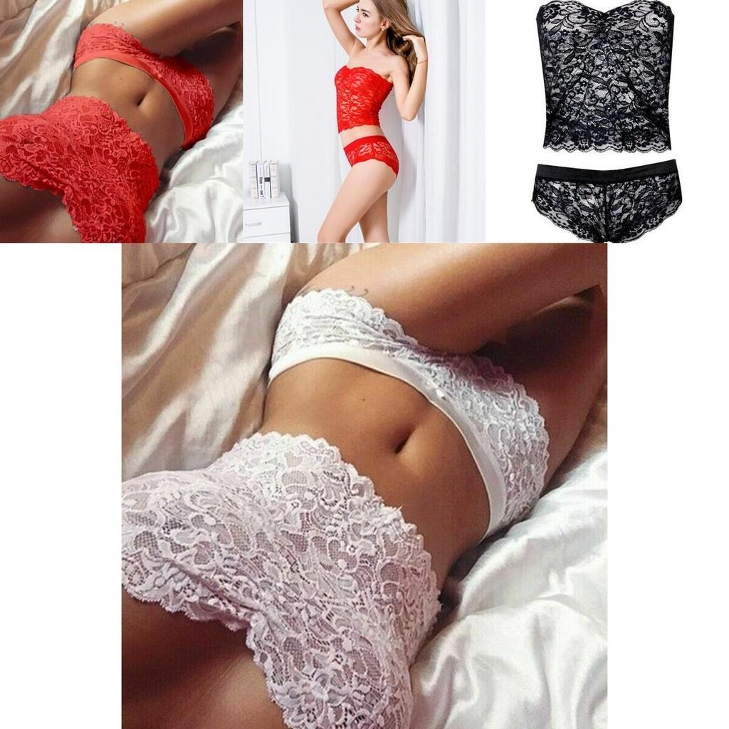 Womens Lingerie Sexy Lace Top Bra Ladies Thong Underwear Set Sleepwear Nightwear