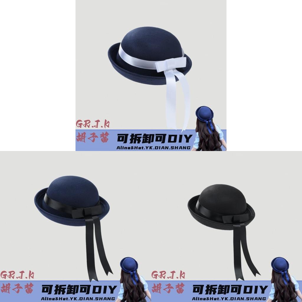 Korean Style Woolen Flat Top Hat With Ribbon For Women Autumn