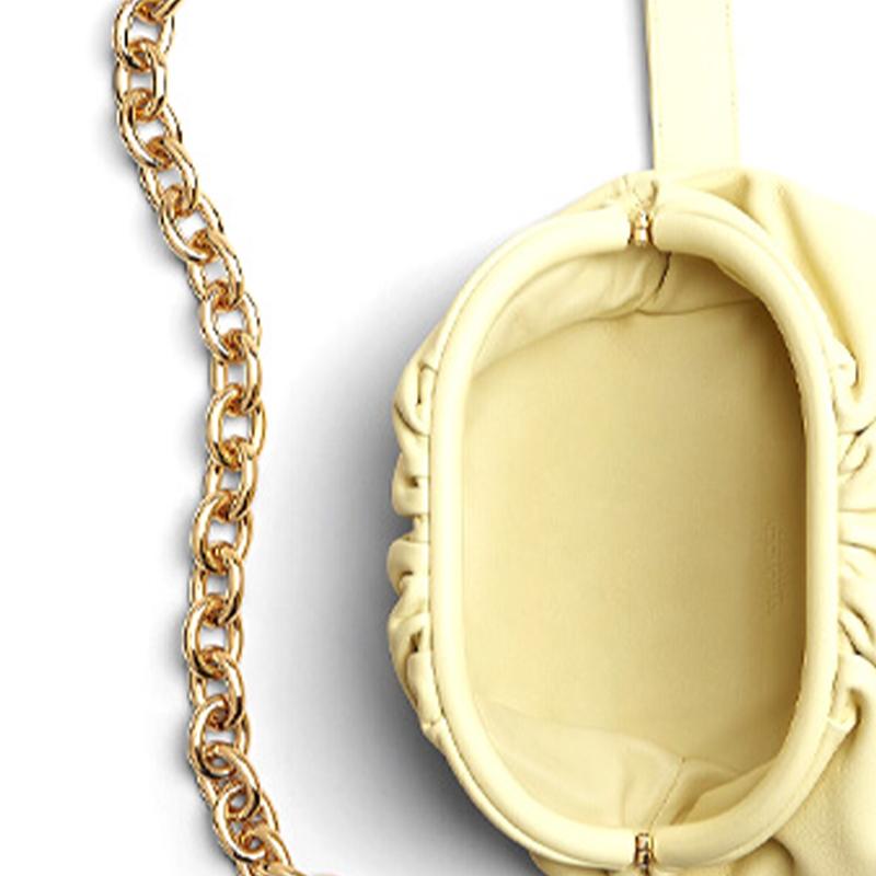 Bottega Veneta BV Chain Pouch Magnetic Frame Closure Leather Waist Bag Women waist bag Ice-Cream 651445-VCP41-7406