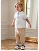 David Bella Boys' Pure Cotton Shirt Summer Clothes Middle and Large Children's White Shirt Children's Short-sleeved Top