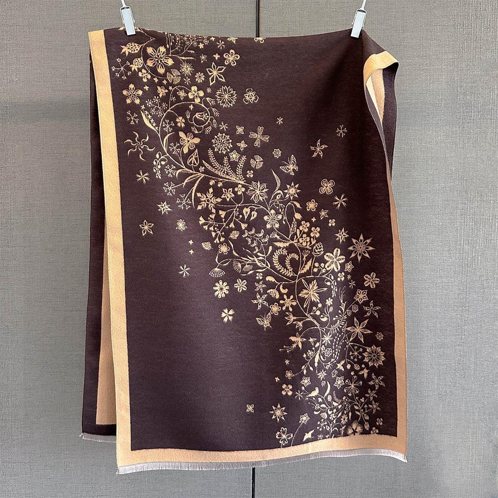 Fashion Cashmere Scarves Floral Printed Scarf Women Autumn Winter Warm Shawl Luxury Designer Wrap Blanket Bufanda Poncho Echarpe