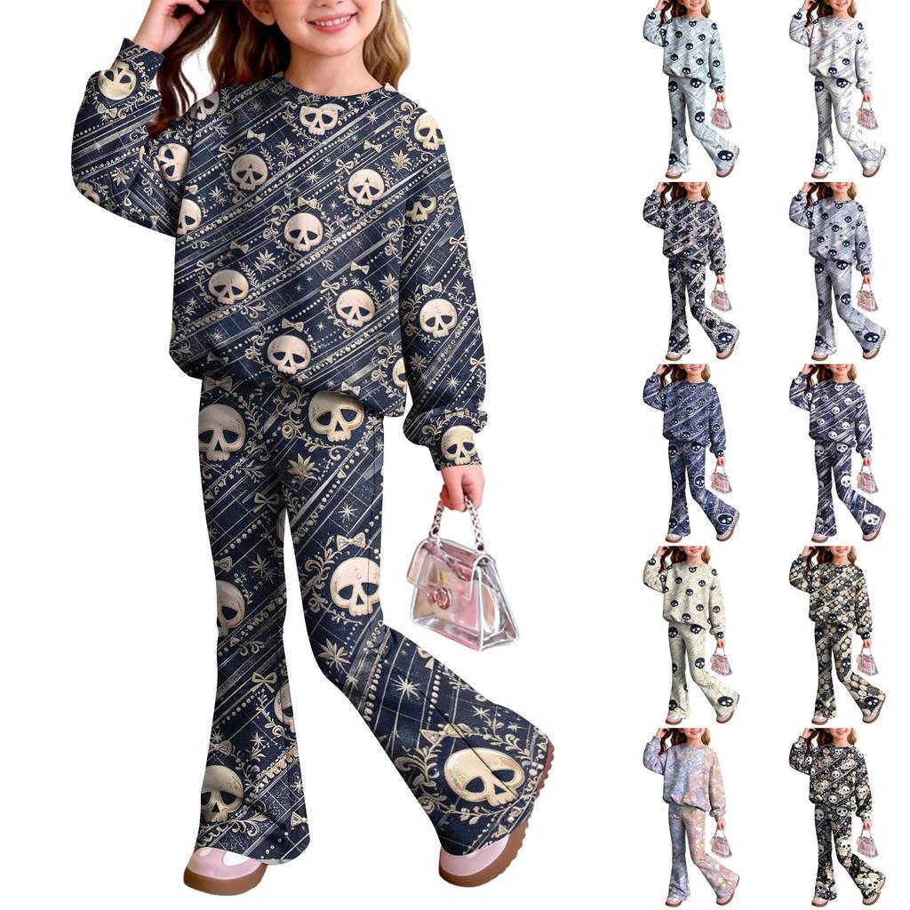 Kids Casual Long Sleeve Top and Pants Two-Piece Matching Outfit Set