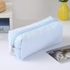 Cute Striped Canvas Pencil Case, Small Travel Pouch with Zipper, Large Capacity Portable Stationery Bag for School Office Girls