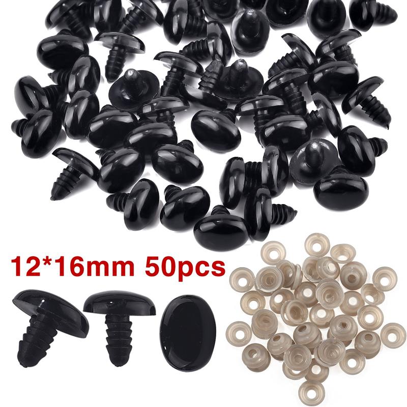 50 Stück Puppenzubehör Schwarze Kunststoff Plüsch Sicherheitsnasen Amigurumi Für DIY Lustige Spielzeugaugen Nasen Anima Zubehör Basteln