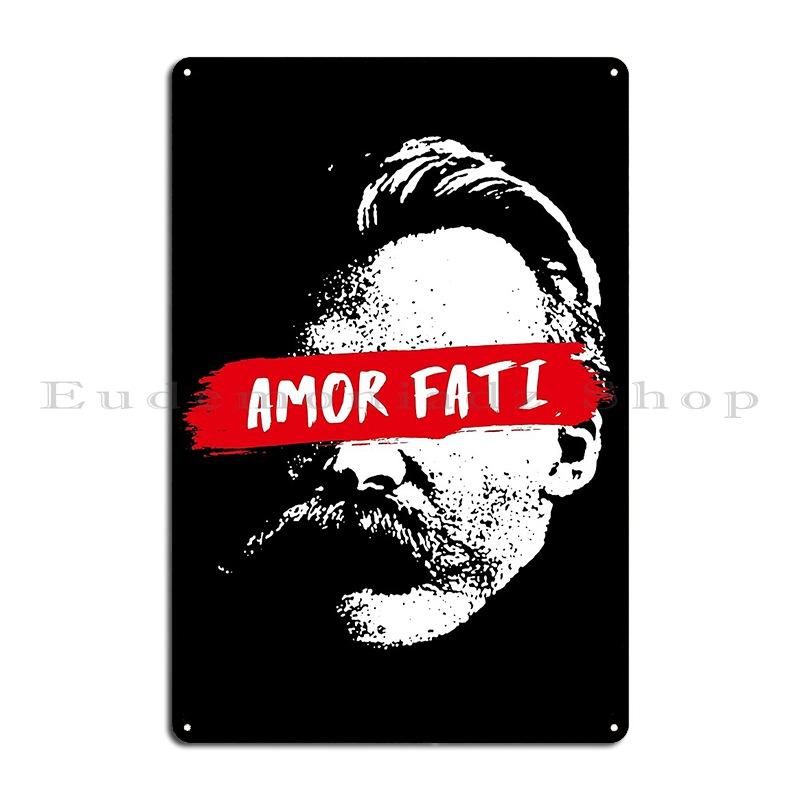 

Friedrich Nietzsche With Eye Cover Amor Fati Metal Plaque Poster Garage Decoration Classic Custom Cinema Tin Sign Poster 20x30cm（7.8x11.8inch）