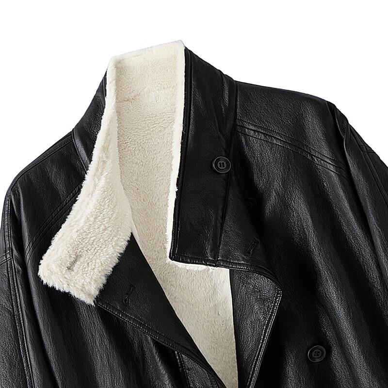 Damen American Retro Gepolsterte Kunstleder Mittellange Jacke