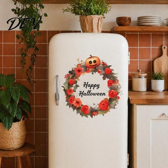 Kreative Herbst-Geschenkideen Halloween-Kranz Wandaufkleber, Glückliche Girlande Aufkleber, Retro-Kürbis Wetterfeste Glasornamente & Rose Wasserdicht