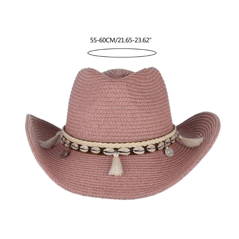 Cowboy Hat Braided Straw Hat for Disco House Cocktails Parties Vacation for Male Female Comedian Actor