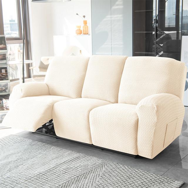 1 2 3 Seater Recliner Sofa Cover Stretch Spandex Lazy Boy Armchair Covers Jacquard Solid Color Couch Slipcovers For Living Room