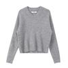 Women's Fluffy Grey Sweetheart Neck Sweater Jacket - Loose Fit Autumn/Winter Outerwear