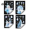 Christmas Window Clings Snowflakes Santa Static Sticker, Waterproof PVC Winter Festive Home Ornaments Decal, Decorative Removable Cling for