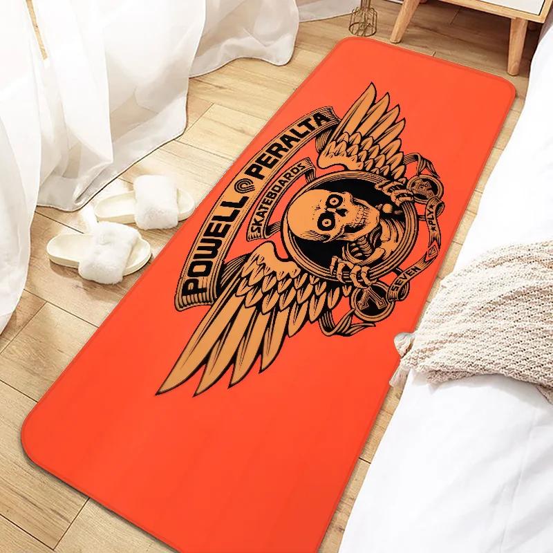 Skateboard P-Powells Wing Skull P-Peraltas Door Mat Entrance Non-slip Washable Kitchen Carpet Living Room Hallway Rugs Bathroom