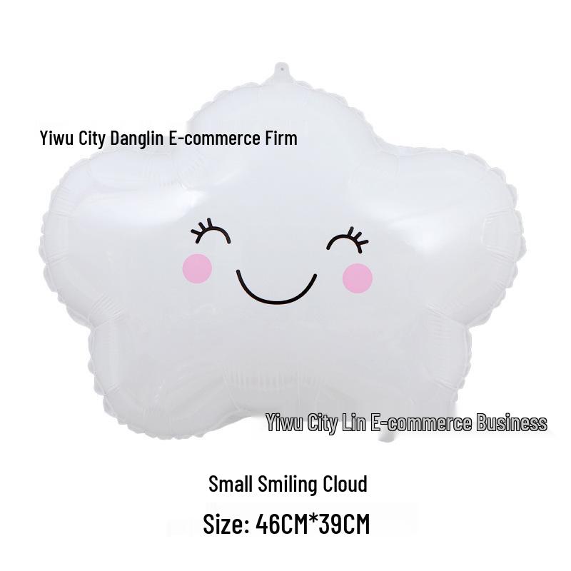 White Cloud Rainbow Bridge Balloon with Smiley Face and Tassel - Cute Party Decoration