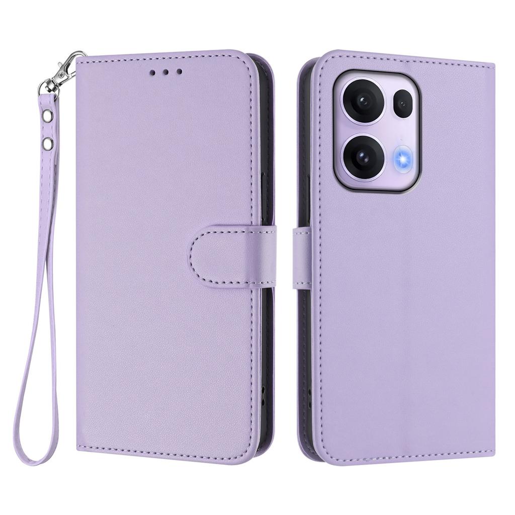 For Oppo Reno13 Pro 5G Leather Case Wallet Stand Phone Cover with Wrist Strap