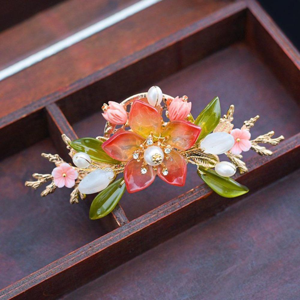 Floral Tang Dynasty Hairpin Tassel Flower Hair Comb Antique Ancient Hair Stick  Children
