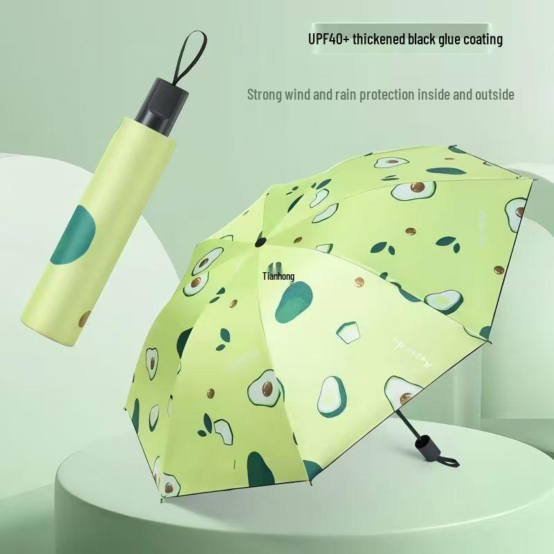 Dual-Purpose Umbrella: Rain & UV Protection, Unisex, Double Layer, Black Glue, Folding, Manual
