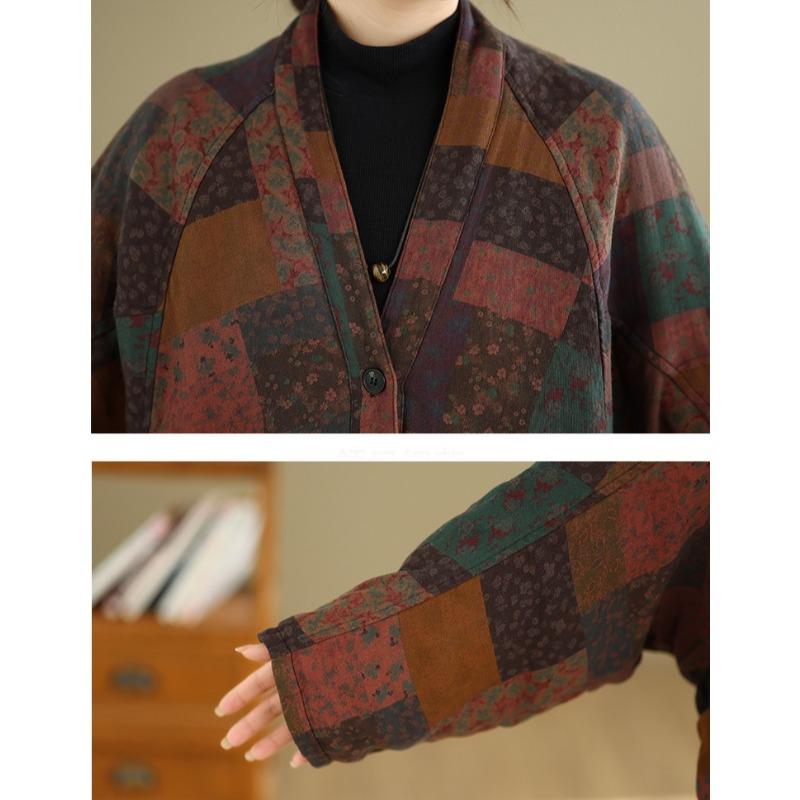 DIMANAF Nouveau Manteau Automne Hiver Grande Taille Femme Vestes Basiques Manches Longues Vêtements d'Extérieur Amples Décontractés Vintage