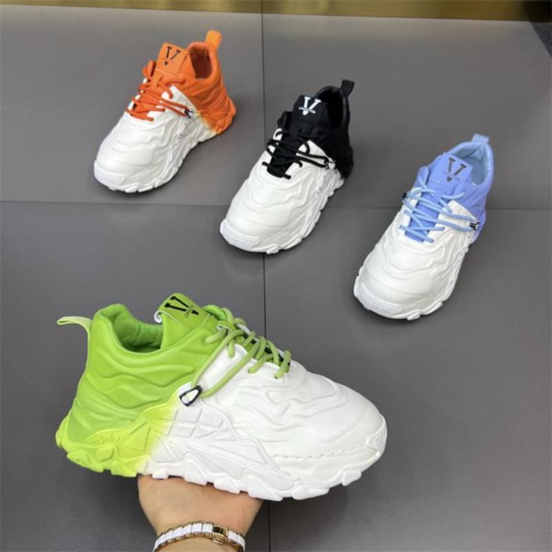 Men's Summer and Autumn Dad Shoes Thick-soled Leather Casual Shoes Gradient Student Shoes