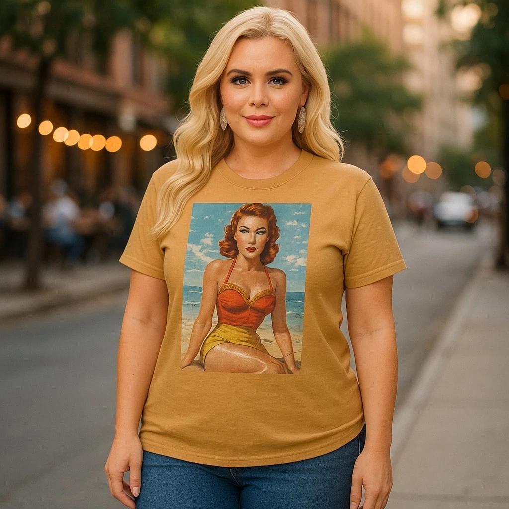 Retro Beach Babe Unisex Tee - Vintage Style Tee, Summer Shirt Casual Resort Wear L