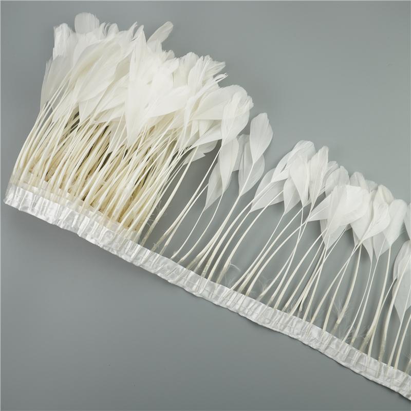 2Yards/Lot Stripped Coque Goose Feather Fringe Trimmings For Needlework And Handicrafts Wedding Decoration Carnival Accessories