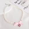 Women Romantic Pink Heart Bow Pearl Necklace Girl Sweet Collar Choker Clavicle Chain Party Jewelry