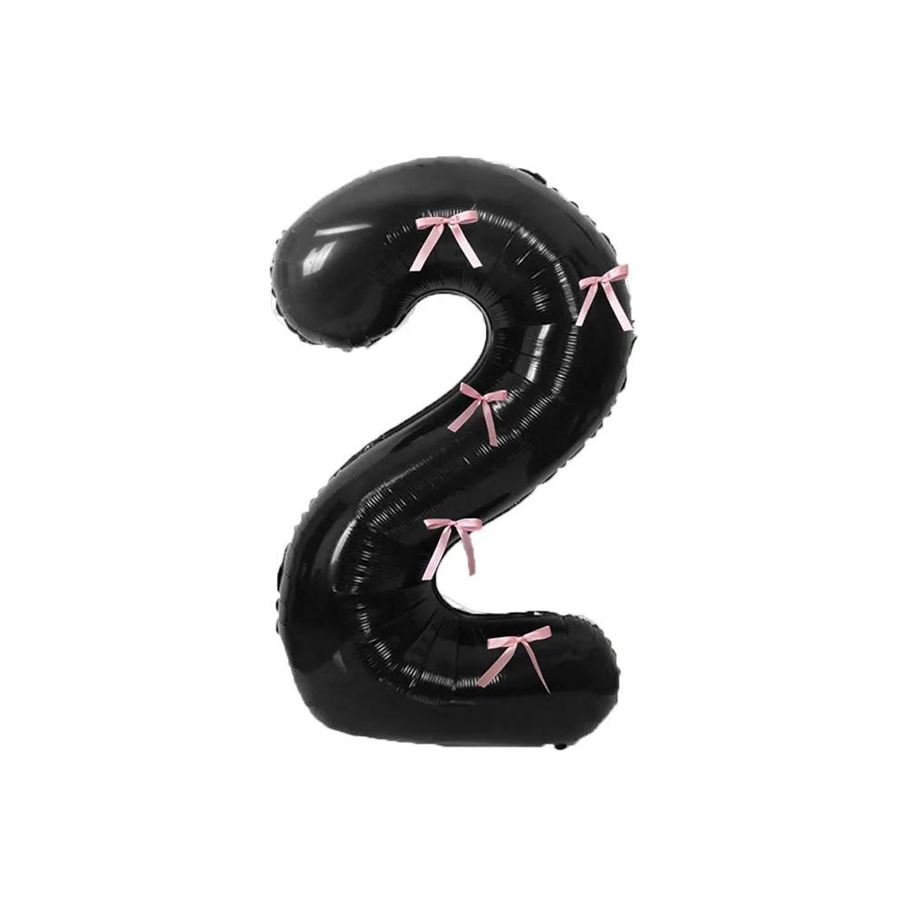 40inch Black Digital Foil Balloons Mini Bow 0-9 Giant Helium Ball Wedding Birthday Party Decorations Baby Shower Kids Toys