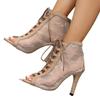 European and American New Black Net Sandals Fashion Cross Strap Sexy Thin High Heel Large Size Women's Cool Boots