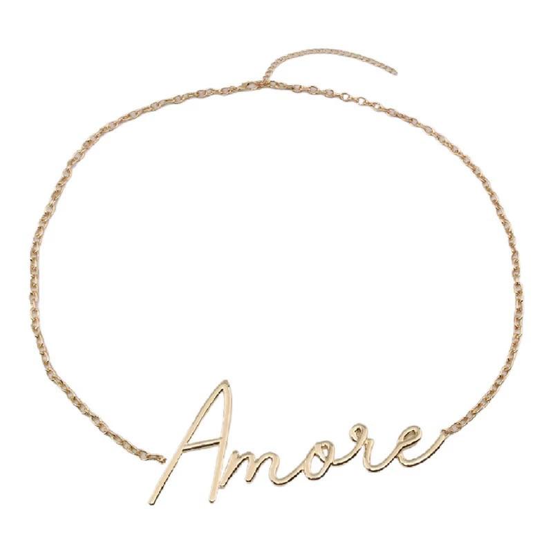2025 New Retro Gold Letter Waist Chain Women's Advanced Sense Of Metal Chain Thin Waist Belt With Pants Skirt Jewelry Accessorie