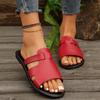 2025 European and American Foreign Trade Large Size Flat Bottom One-word Shoes Women's Leisure Hollow Fish Mouth Beach Cool Slippers Slippers