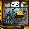 Halloween Window Sticker Pumpkin Witch Bat Castle Pattern Wall Stickers Halloween Decals