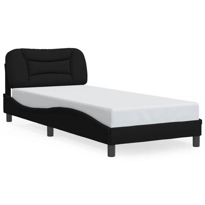 VidaXL Bed Frames with LED Lights, Single Bed with Headboard Cushion, Adult Bed, Bedroom Furniture, Modern, Black 3213678