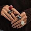 Vintage Punk Bracelet Ring Set Punk Rhinestone Rhinestone Rivet Jewelry Stackable Design Rivet Embellishment Chunky Bracelet Set