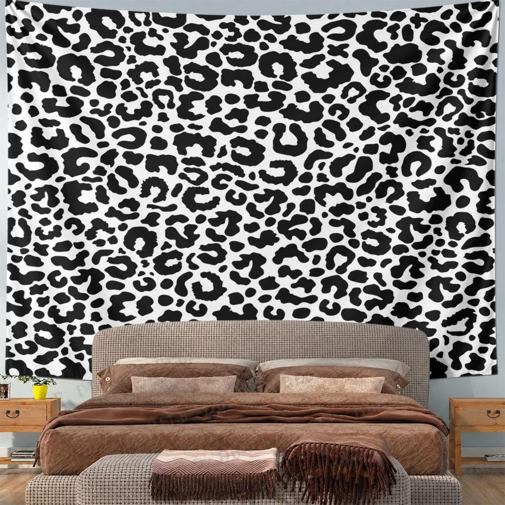 Leopard Print Black and White Pattern Pattern Wall Hanging Tapestry Decorative Tapestry Home Decor for Bedroom and Living Room