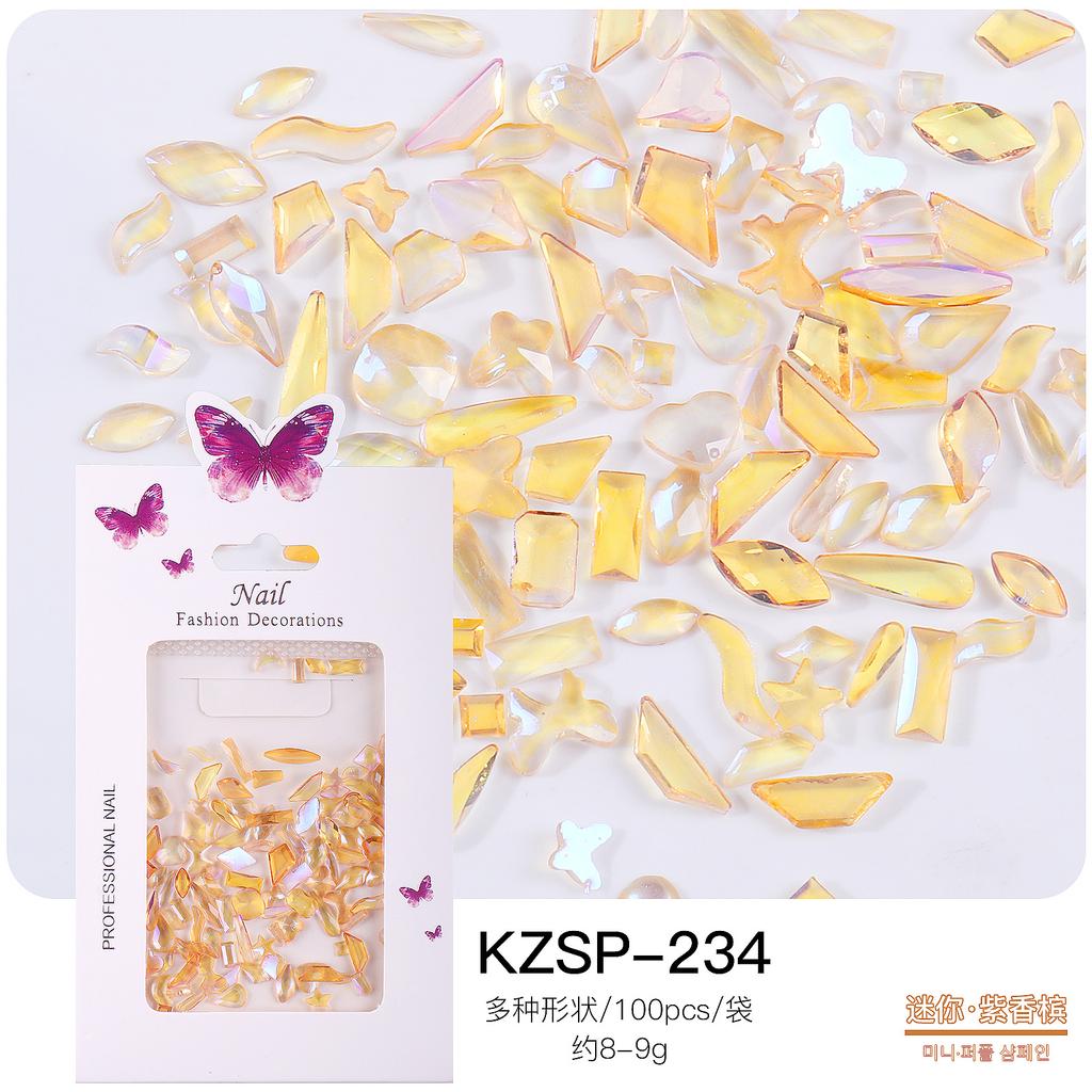 Bagged Flat Bottom Special-Shaped Diamond Nail Art Jewelry Aurora Color Abs Resin Diamond Nail Art Diamond Jewelry