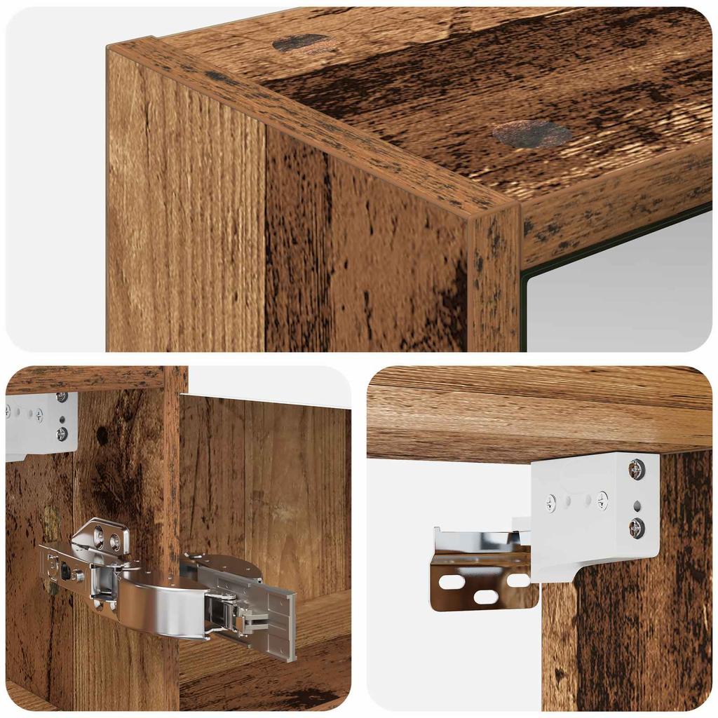 Bathroom Mirror Cabinet with Shelf Reclaimed Wood Look 43 x 16 x 62.5 cm