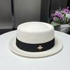 Little Bee French Autumn and Winter Concave Top Flat Edge Woolen Top Hat Women's Small Edge British Casual Hat Felt Hat Travel