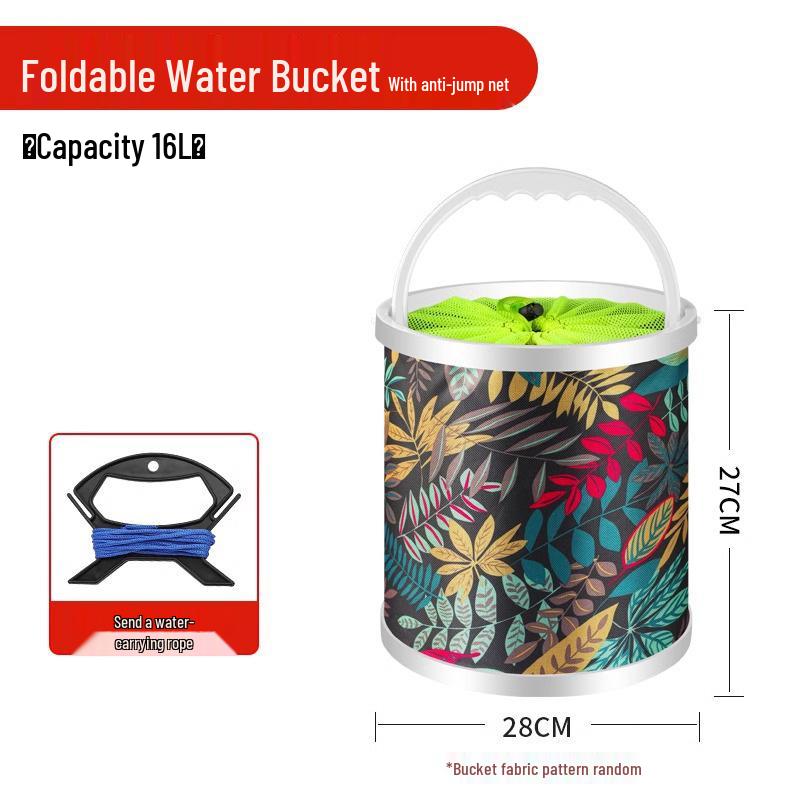Multi-Functional Foldable Fishing Bucket with Rope & Anti-Jump Net for Live Fish