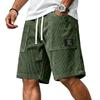 Pantaloncini Casual da Uomo in Velluto a Coste con Coulisse in Vita e Stampa con Lettere Applicate, Vestibilità Rilassata, Lunghezza al Ginocchio, per l'Uso Quotidiano