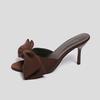 New Style  Arrival Silk Butterfly-knot High Heels Women Slippers Square Toe Mule Slippers Slides Party Pumps Shoes Zapatos Mujer