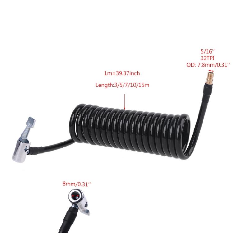 3/5/7/10/15m Recoil Poly Air Compressor Hose Accessories Tool Kit For Inflation