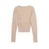  European and American style, new women's fashion, versatile, slim-fit, silhouette short long-sleeve knit sweater