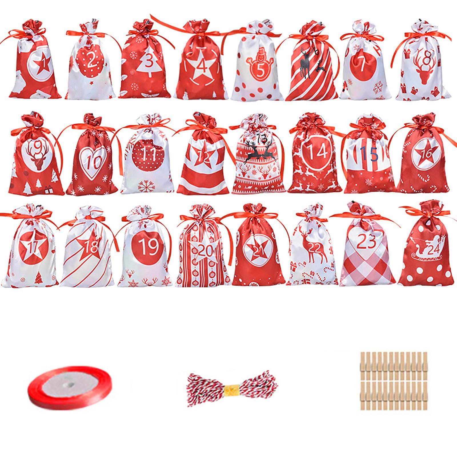 

Подарочный пакет с рождественским календарем, многоразовые сумки из полиэстера красный