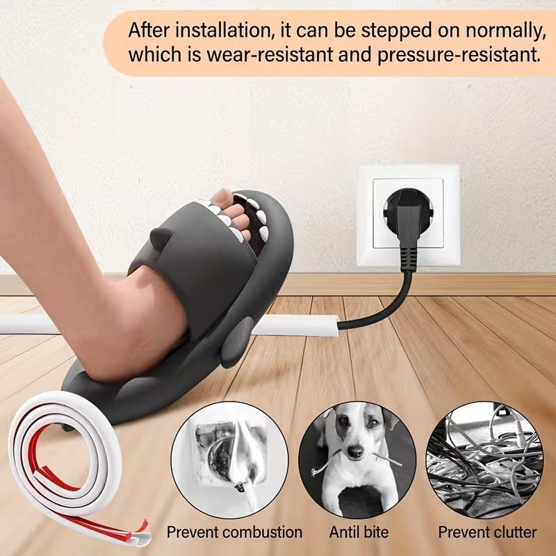 1PC 1/3meters Cable Sleeve Arc Floor Cord Cover Self Adhesive Cable Protector Anti Extrusion Wiring Duct for Home Outdoor Wire O