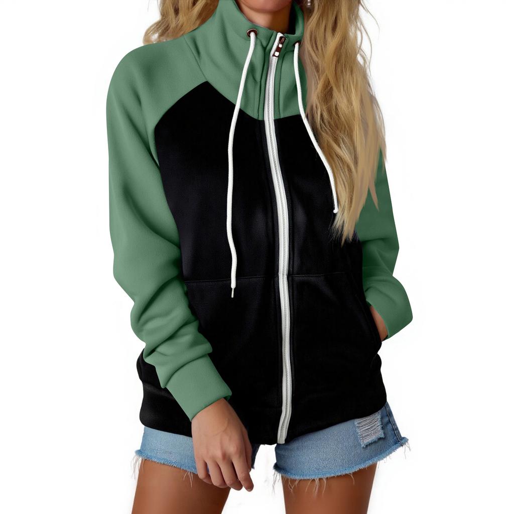 Women's Casual Loose Color Fleece Sweatshirt Top Jacket